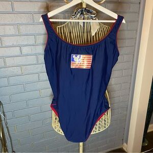 Disney Blue and Red Swimsuit with Mickey Flag